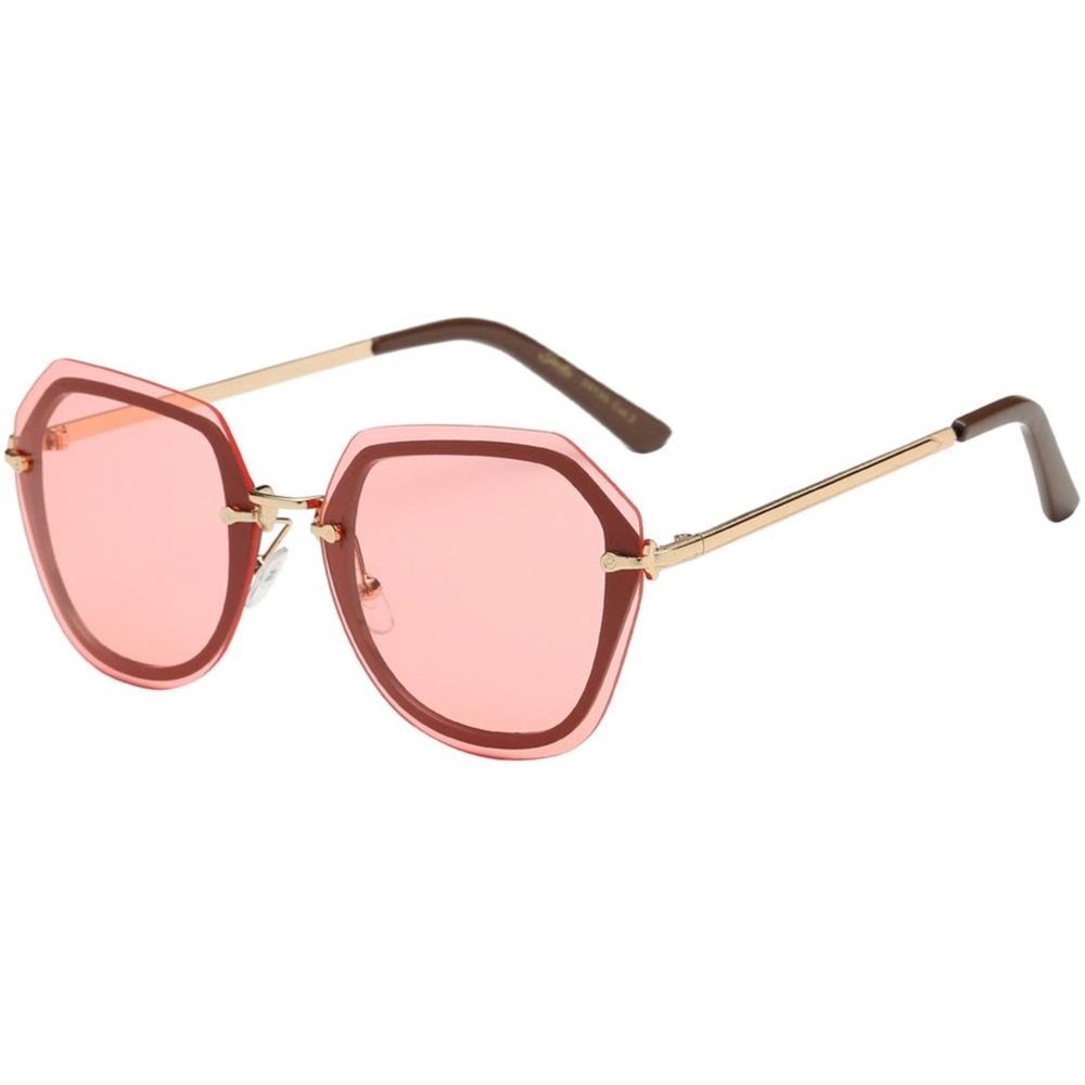 (447) Rim/Rimless Aviator Square Round Sunglasses - Pink